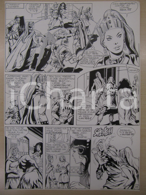 1976 BD FANTASY FRANCE La saga de KABUR N° 6 tav.11 Original BERNASCONI LUBE 1976 FANTASY FRANCESE LA SAGA DE KABUR episodio n° 6 - LE DIEU-DEMON Tavola 11 Tavola originale di LUBE cm 35 x 45 Pregevole tavola originale e autografa, realizzata a china su carta, del grande disegnatore Luciano Bernasconi (LUBE), per il noto fumetto fantasy eroico francese 'La saga de Kabur', su testo di Claude J. Legrand e pubblicato dalle Edizioni Lug. Il fumetto narra le avventure del principe Kabur d'Ultima Thulé, esiliato dal suo regno e condannato a errare con la fedele compagna Lagrid. Si tratta del sesto episodio, scritto e disegnato da LUBE, ma accantonato e mai pubblicato a causa della fine della serie; uscì solo in Special-Zembla n° 157, nel 2000. In mediocri condizioni (lievissime piegature angolari). Tavola d'epoca, originale, autentica. NOTA BIOGRAFICA Luciano Bernasconi (alias Lube, Saint Germain) nasce a Roma nel 1939. Dal 1959 al 1964 prepara i disegni a matita per Carlo Cedroni, disegnatore dell'agenzia romana Barbato/Mancini che si occupa della produzione di fumetti per 1'editrice Lug di Lione. Nello stesso periodo ha anche saltuarie collaborazioni, sempre per le matite, con Alberto Giolitti, Ruggero Giovannini, Gino Guida, Nevio Zeccara e Annibale Casabianca. Nel 1966 inizia la collaborazione con le Edizioni Europer di Roma, disegnando serie di guerra per la testata ATTAK. Nel 1967 lega il suo nome alla serie PAPPAGONE, ideata e sceneggiata da Luigi De Filippo e la serie successiva CICCIO E FRANCO. Per la stessa casa editrice, la Gallo Rosso di Roma, disegna alcuni fascicoli della Donna Invisibile più varie illustrazioni. Nel 1968 disegna tre albi dell'Intrepido per 1'Editrice Universo. Nel 1969 inizia la collaborazione, tramite l'agenzia Martini/Maffi di Milano con le Editions Lug, realizzando le serie WAMPUS e BOB LANCE. Dal 1970 ha inizio la collaborazione diretta con 1'editrice francese, collaborazione che durerà fino alla chiusura della stessa. Per la Francia, realizza vari personaggi L'AUTRE, KABUR, WAKI, LE GLADIATEUR DE BRONZE, BOB FLAY, L'AMI BARRY, JEFF SULLIVAN, BILLY BOYD, PHENIX, KIT KAPPA, BABY BANG (alcuni episodi), STARLOK, IL GRANDE BLEK (2 episodi) più alcune storie singole. Nel 1978 inizia a lavorare con il Giornalino della San Paolo Editrice per cui esegue storie brevi che spaziano dal costume alla fantascienza. Nel 1979 ha inizio anche la collaborazione con la Edifumetto di Milano, per la quale realizza storie di genere erotico/porno, collaborazione che dura sino alla chiusura della casa editrice creata da Renzo Barbieri. Nel 1983 è invitato a partecipare al fumetto dell'estate Welcome to Rome, su sceneggiatura di Dal Prà, da un'idea dell'assessore Nicolini. Fa parte dei 40 disegnatori che si alternano alla realizzazione della storia, pubblicata a puntate sul quotidiano Il Messaggero. Dal 1989 collabora con la Blue Press di Roma, sempre nel genere erotico/porno ed esegue anche due racconti per la testata Splatter. Nel dicembre del 1990 disegna il numero di Natale di BLACK JACK per la Edifumetto. Nel 1991 disegna le matite del quarto episodio di Gordon Linch, con inchiostri di Della Monica. Dello stesso anno è anche una storia breve per 1'Intrepido. Nel 1993 esegue varie storie tra cui un'avventura di Sherlock Holmes (inedita) per la rivista Crimen. Tra il 1994 e il 1995 collabora con 1'editrice Fenix di Roma, disegnando varie storie, tra cui la versione a fumetti del romanzo erotico GAMIANI. Nell'estate del 1995 riprende la collaborazione con L'Intrepido, disegnando due storie Western di Dal Prà e alcuni episodi della serie I CUSTODI.Comparso sulla Enciclopedia del Fumetto di Graziano Origa nel 1977, appare anche su Foto di famiglia di Gianni Bono su TEX n° 172 del 1975. Citazioni altresì su DIVA della Glittering Images di Firenze e pubblicazioni francesi tra cui: Le Collectionneur de Bandes Dessinees. originale e autentica 1 1976 BD FANTASY FRANCE La saga de KABUR N° 6 tav.11 Original BERNASCONI LUBE 1976 FANTASY FRANCESE LA SAGA DE KABUR episodio n° 6 - LE DIEU-DEMON Tavola 11 Tavola originale di LUBE cm 35 x 45 Pregevole tavola originale e autografa, realizzata a china su carta, del grande disegnatore Luciano Bernasconi (LUBE), per il noto fumetto fantasy eroico francese 'La saga de Kabur', su testo di Claude J. Legrand e pubblicato dalle Edizioni Lug. Il fumetto narra le avventure del principe Kabur d'Ultima Thulé, esiliato dal suo regno e condannato a errare con la fedele compagna Lagrid. Si tratta del sesto episodio, scritto e disegnato da LUBE, ma accantonato e mai pubblicato a causa della fine della serie; uscì solo in Special-Zembla n° 157, nel 2000. In mediocri condizioni (lievissime piegature angolari). Tavola d'epoca, originale, autentica. NOTA BIOGRAFICA Luciano Bernasconi (alias Lube, Saint Germain) nasce a Roma nel 1939. Dal 1959 al 1964 prepara i disegni a matita per Carlo Cedroni, disegnatore dell'agenzia romana Barbato/Mancini che si occupa della produzione di fumetti per 1'editrice Lug di Lione. Nello stesso periodo ha anche saltuarie collaborazioni, sempre per le matite, con Alberto Giolitti, Ruggero Giovannini, Gino Guida, Nevio Zeccara e Annibale Casabianca. Nel 1966 inizia la collaborazione con le Edizioni Europer di Roma, disegnando serie di guerra per la testata ATTAK. Nel 1967 lega il suo nome alla serie PAPPAGONE, ideata e sceneggiata da Luigi De Filippo e la serie successiva CICCIO E FRANCO. Per la stessa casa editrice, la Gallo Rosso di Roma, disegna alcuni fascicoli della Donna Invisibile più varie illustrazioni. Nel 1968 disegna tre albi dell'Intrepido per 1'Editrice Universo. Nel 1969 inizia la collaborazione, tramite l'agenzia Martini/Maffi di Milano con le Editions Lug, realizzando le serie WAMPUS e BOB LANCE. Dal 1970 ha inizio la collaborazione diretta con 1'editrice francese, collaborazione che durerà fino alla chiusura della stessa. Per la Francia, realizza vari personaggi L'AUTRE, KABUR, WAKI, LE GLADIATEUR DE BRONZE, BOB FLAY, L'AMI BARRY, JEFF SULLIVAN, BILLY BOYD, PHENIX, KIT KAPPA, BABY BANG (alcuni episodi), STARLOK, IL GRANDE BLEK (2 episodi) più alcune storie singole. Nel 1978 inizia a lavorare con il Giornalino della San Paolo Editrice per cui esegue storie brevi che spaziano dal costume alla fantascienza. Nel 1979 ha inizio anche la collaborazione con la Edifumetto di Milano, per la quale realizza storie di genere erotico/porno, collaborazione che dura sino alla chiusura della casa editrice creata da Renzo Barbieri. Nel 1983 è invitato a partecipare al fumetto dell'estate Welcome to Rome, su sceneggiatura di Dal Prà, da un'idea dell'assessore Nicolini. Fa parte dei 40 disegnatori che si alternano alla realizzazione della storia, pubblicata a puntate sul quotidiano Il Messaggero. Dal 1989 collabora con la Blue Press di Roma, sempre nel genere erotico/porno ed esegue anche due racconti per la testata Splatter. Nel dicembre del 1990 disegna il numero di Natale di BLACK JACK per la Edifumetto. Nel 1991 disegna le matite del quarto episodio di Gordon Linch, con inchiostri di Della Monica. Dello stesso anno è anche una storia breve per 1'Intrepido. Nel 1993 esegue varie storie tra cui un'avventura di Sherlock Holmes (inedita) per la rivista Crimen. Tra il 1994 e il 1995 collabora con 1'editrice Fenix di Roma, disegnando varie storie, tra cui la versione a fumetti del romanzo erotico GAMIANI. Nell'estate del 1995 riprende la collaborazione con L'Intrepido, disegnando due storie Western di Dal Prà e alcuni episodi della serie I CUSTODI.Comparso sulla Enciclopedia del Fumetto di Graziano Origa nel 1977, appare anche su Foto di famiglia di Gianni Bono su TEX n° 172 del 1975. Citazioni altresì su DIVA della Glittering Images di Firenze e pubblicazioni francesi tra cui: Le Collectionneur de Bandes Dessinees. originale e autentica 1